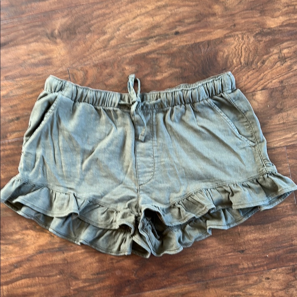 American Eagle Outfitters Olive Ruffle Shorts